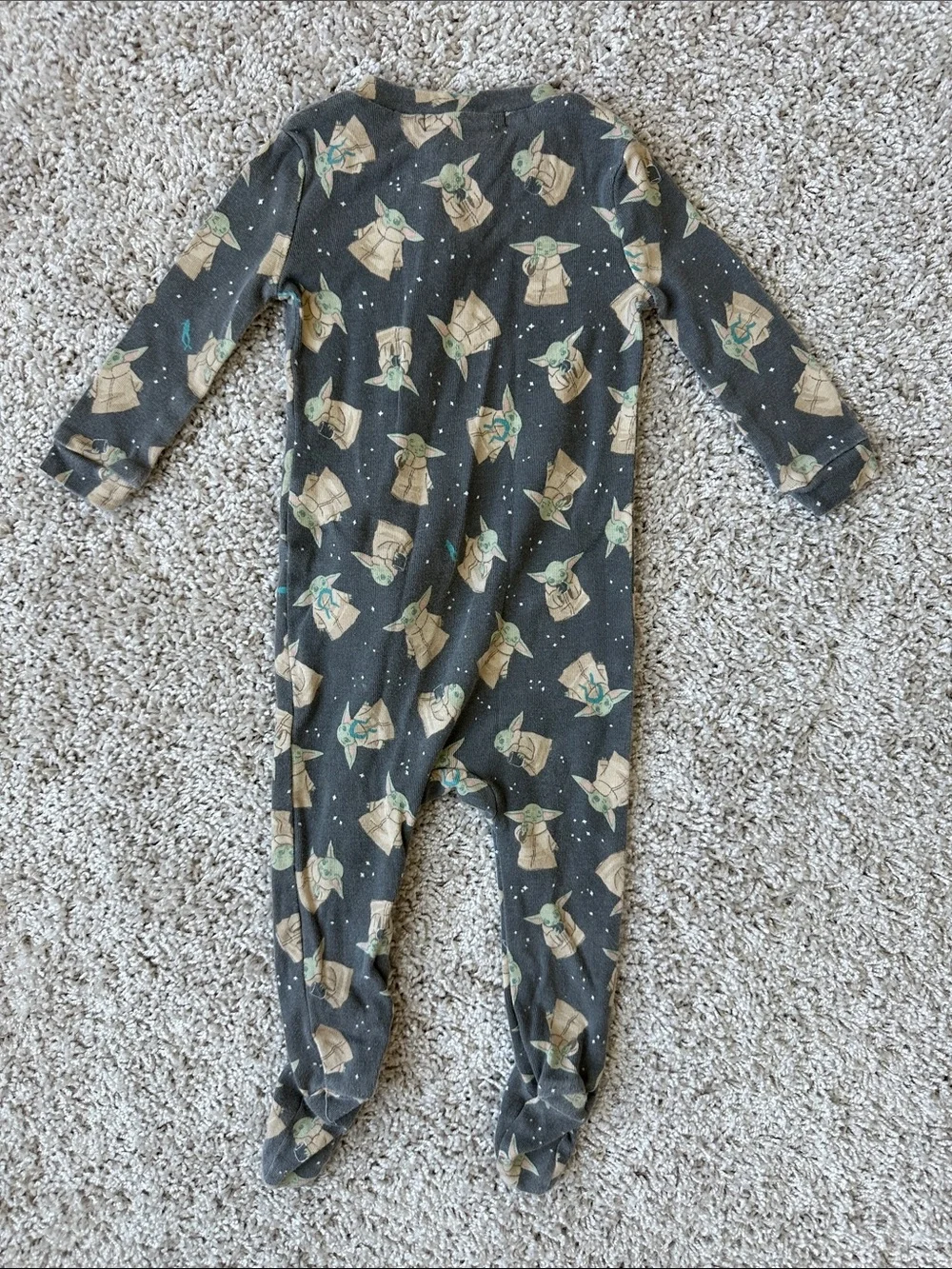 Pottery Barn Kids Baby One-Piece Footed Sleeper - Grey The Child (Grogu) Print